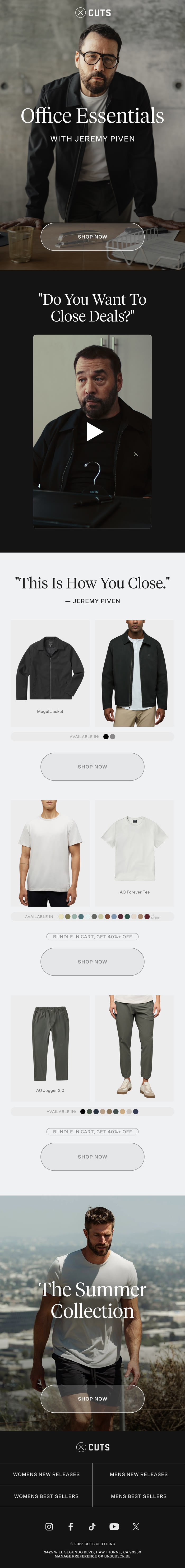 Email campaign creative for Cuts Clothing