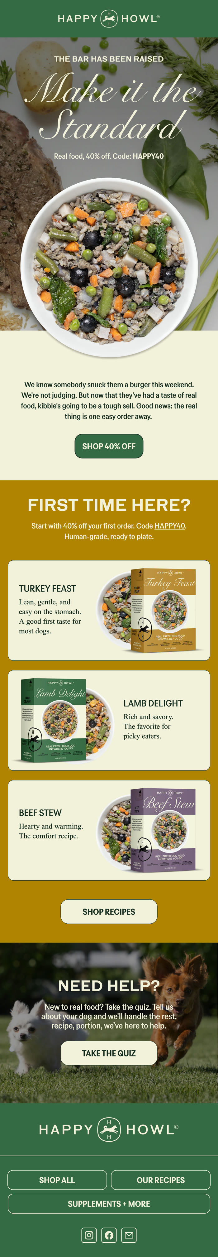 Email campaign creative for Happy Howl