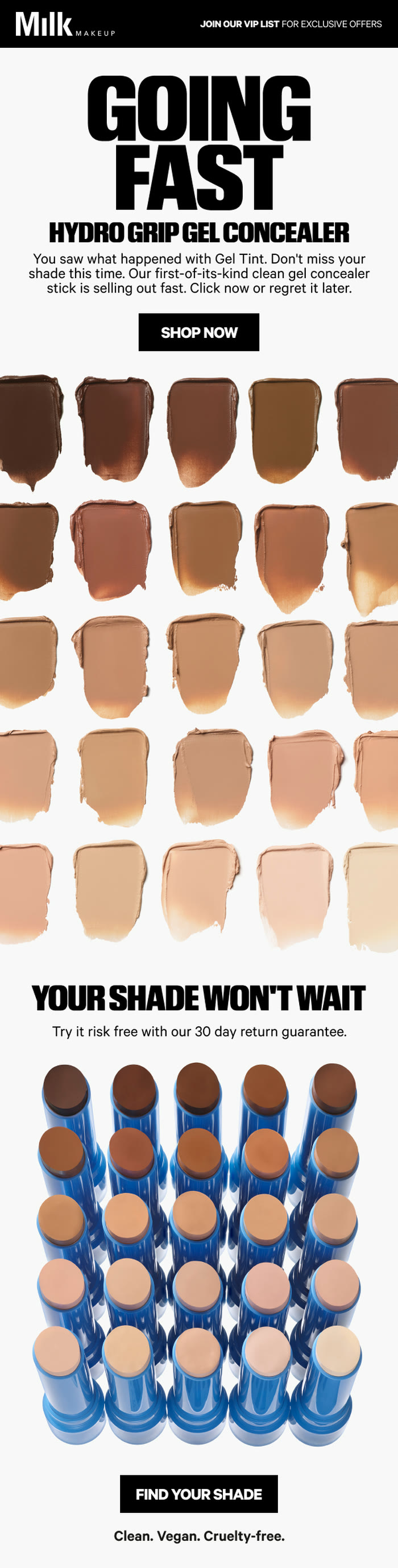 Email campaign creative for Milk Makeup