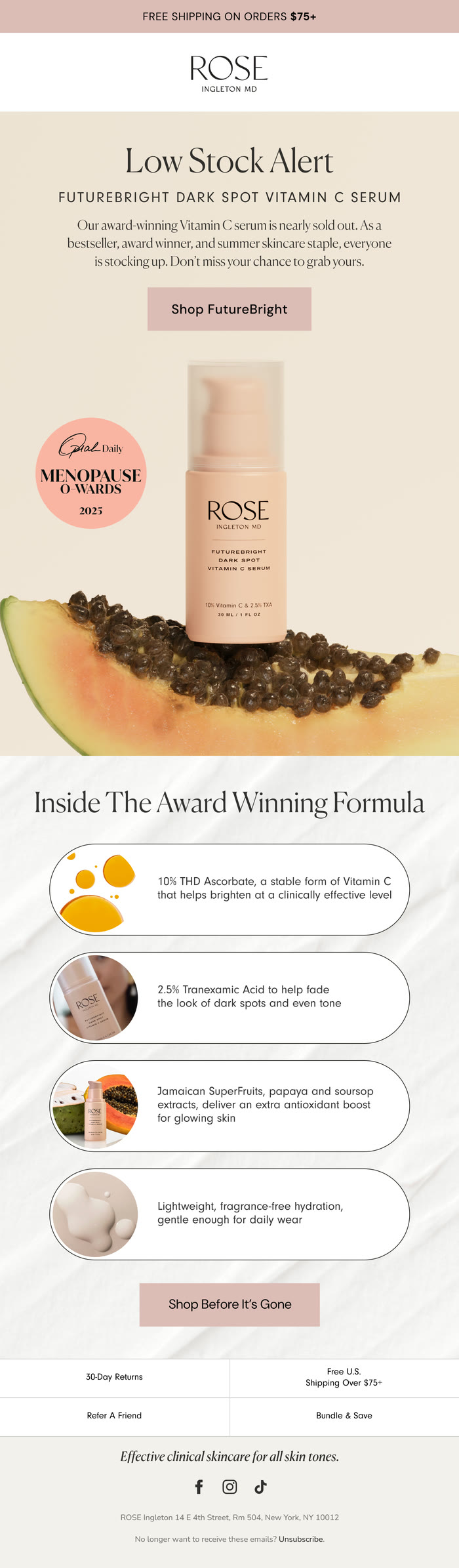 Email campaign creative for Rose MD